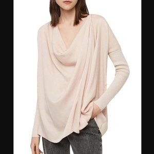 NEW Allsaints Erma Cowl Neck 2-Way Blouse Sweater Petal Pink Size S